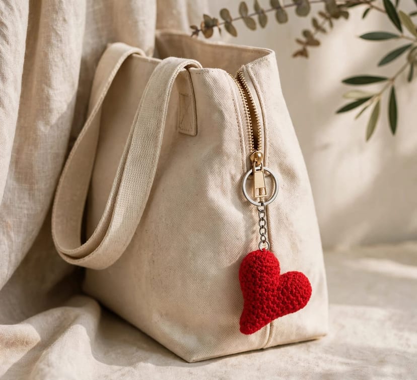 Fluffy Heart Keychain - Image 1